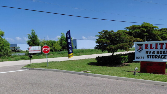 Front entrance of Elite RV Boat Storage in Fort Myers FL
